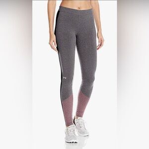 Under Armour gray black sideseam stripe, blocked striped lower leg leggings. Sm